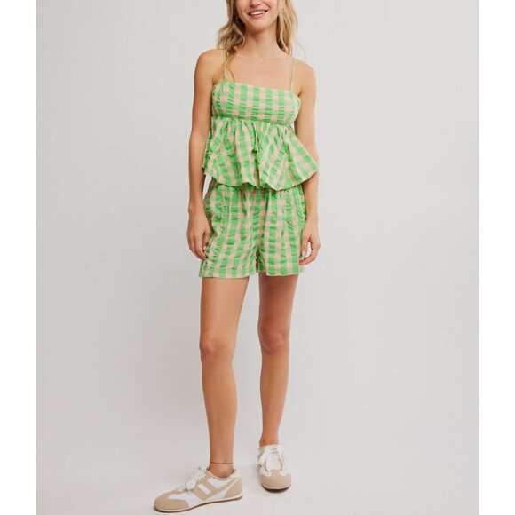 FREE PEOPLE Mia Plaid Tank / Exotic Lime Combo - Picture 5 of 6